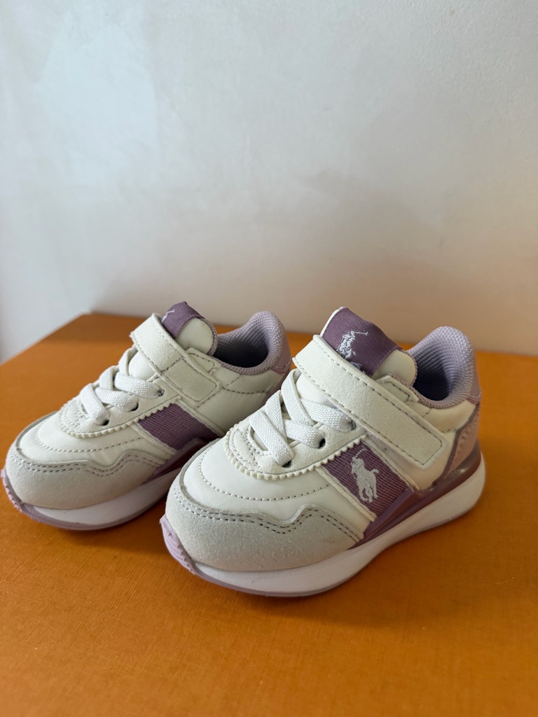 Polo By Ralph Lauren Kids Cream And Lavender Sneakers ( New Without Tags Or Box)